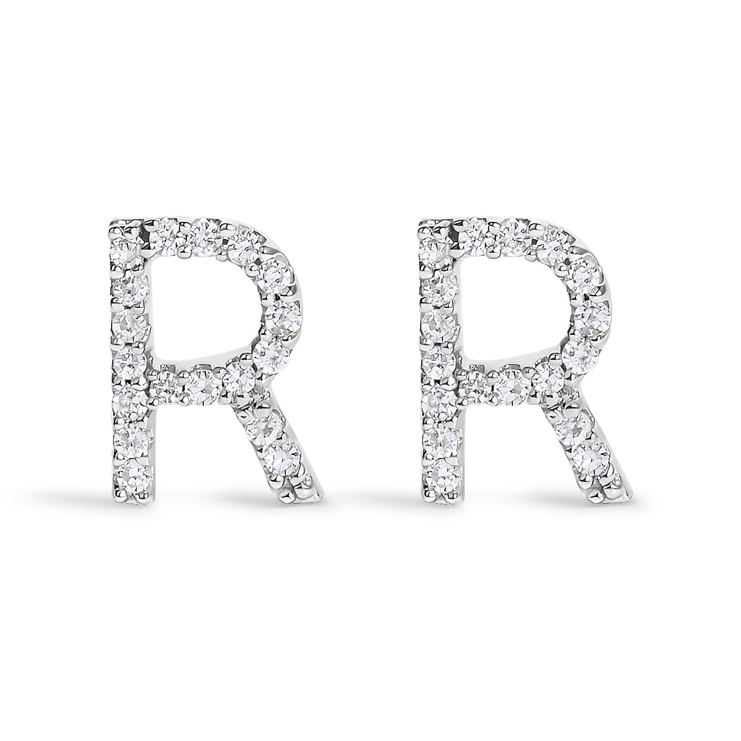 10k White Gold 1/10 Cttw Diamond 'R' Initial